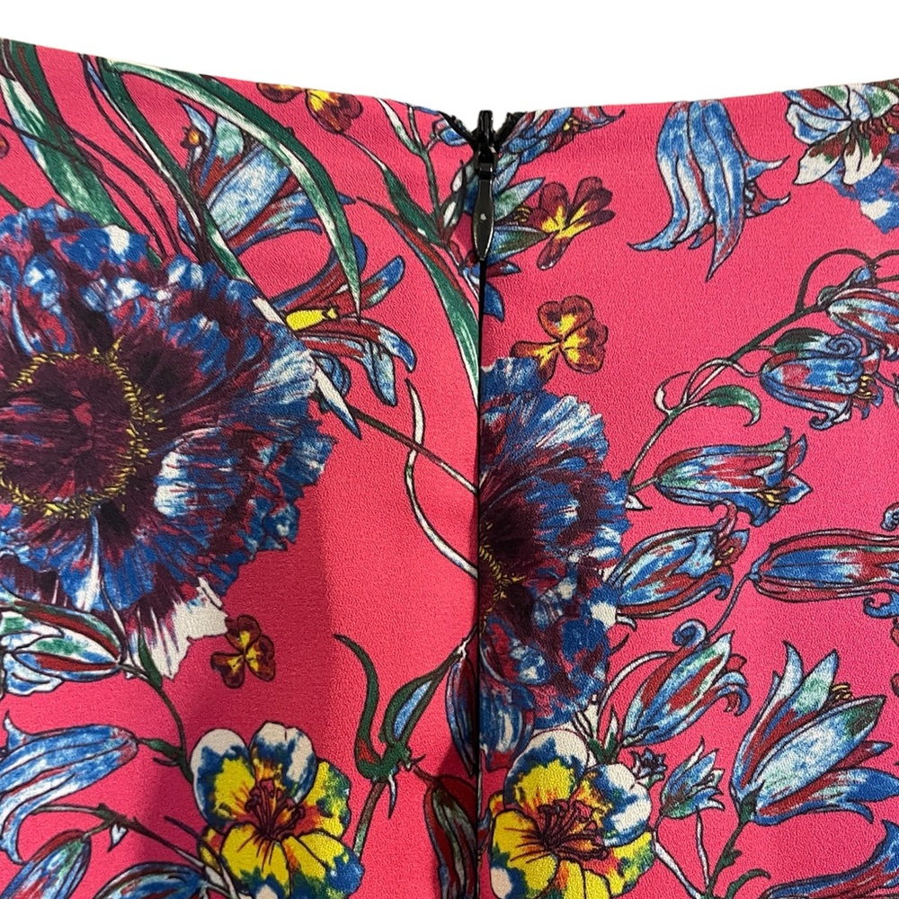 PRABAL GURUNG Collective Pink Floral Cape-Sleeve Tunic Blouse Belted - Size 6 - Picture 7 of 11